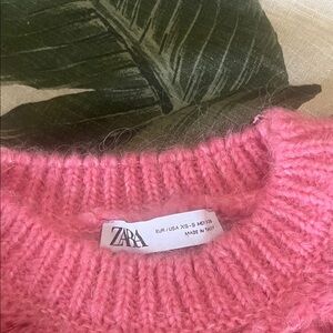 Zara Pink Cozy Scalloped Wool Alpaca 🦙 Blend Sweater